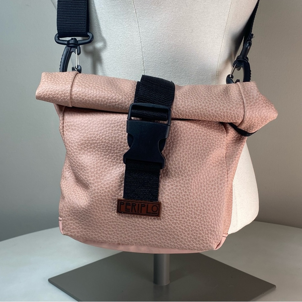 PERIPLO Santiago, Chile Handmade Crossbody Sling Outdoor Travel Bag Blush Pink - Picture 2 of 14